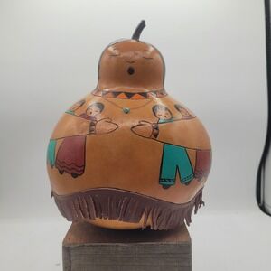 Southwestern‎ Hand Painted Gourd Art Storyteller Turquoise Folk Art